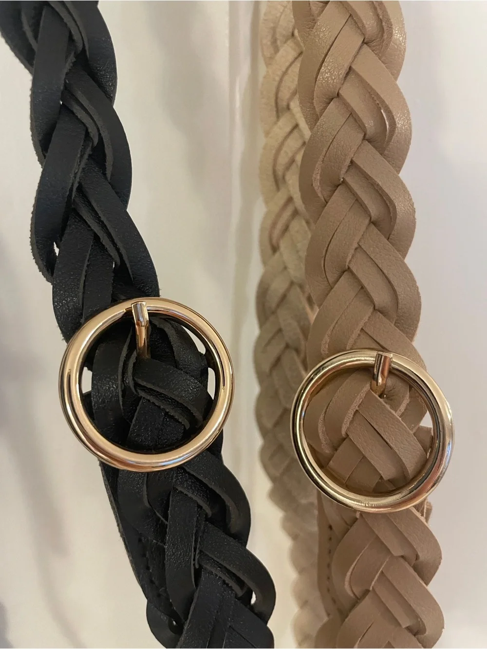 NWOT Skinny Belt 3 Pack Black Braided Tan Faux Leather Dress Belts XXL / 18